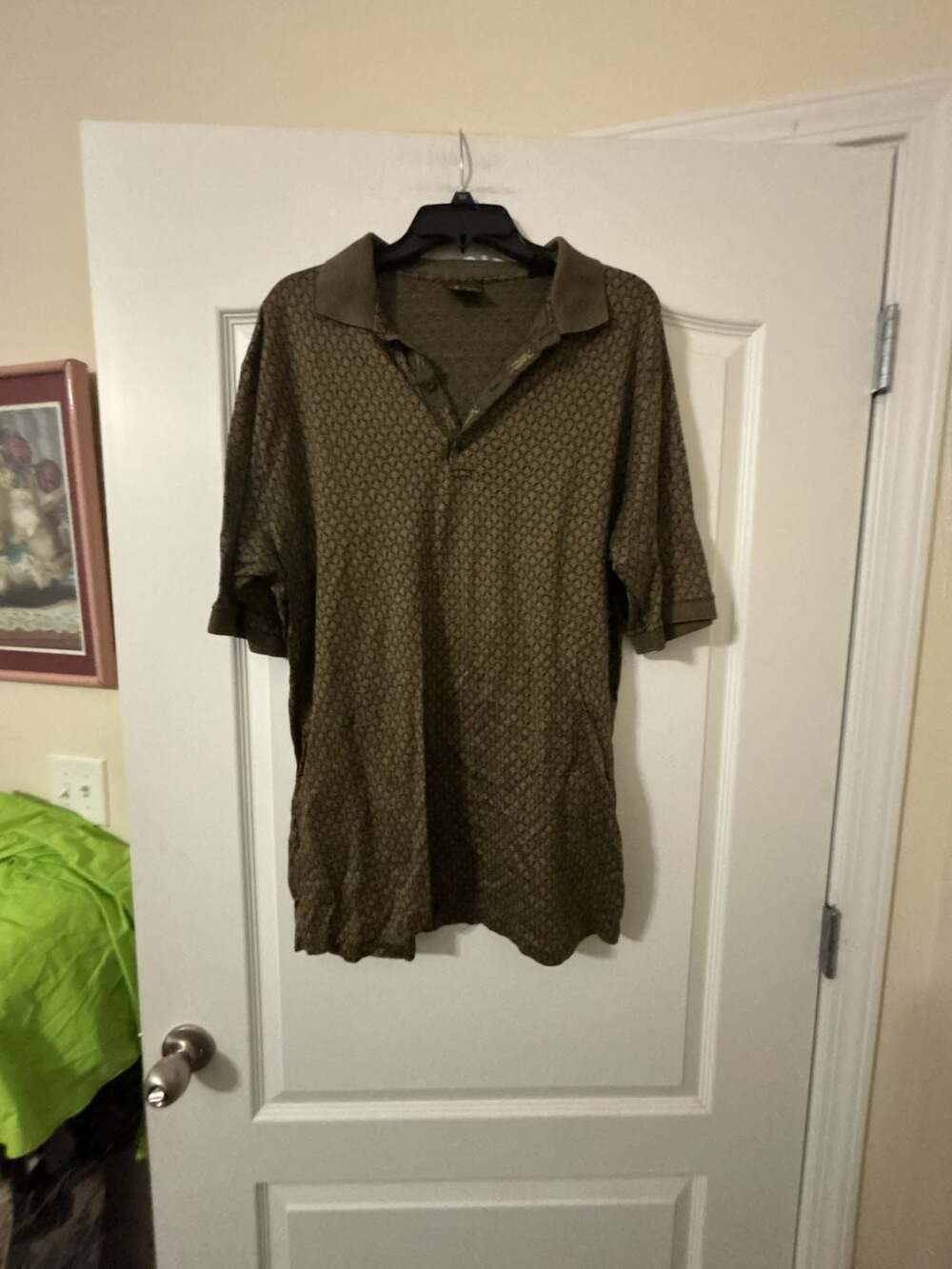 Vintage Bobby Jones Collection Men's Geometric Patterned Golf Polo Shirt Made in - Picture 3 of 6